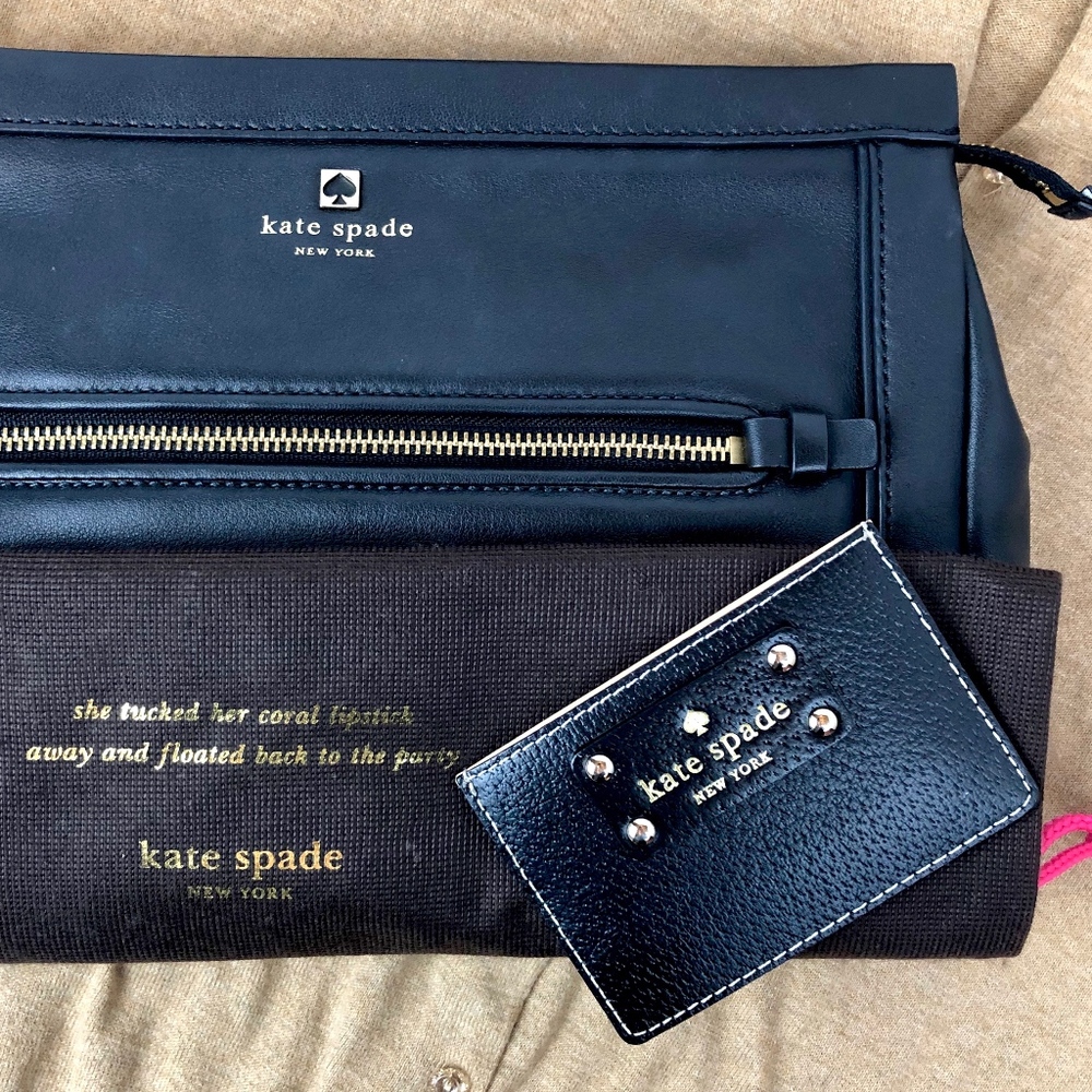Kate Spade Black & Gold Leather Cardholder Wallet